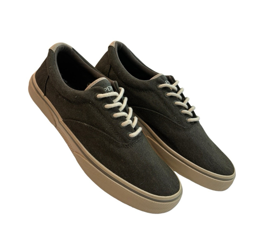Sperry Men’s 10 Striper II CVO Seacycled Olive Green Canvas Sneakers STS25391